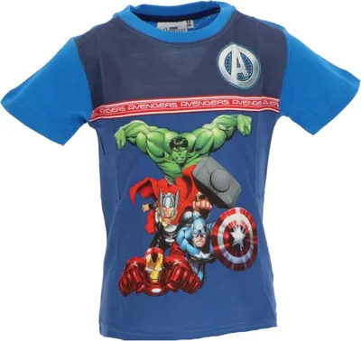 Produktbild von Avengers Kinder T-Shirt aus Baumwolle mit Print kurzarm Größe 5 Jahre Blau