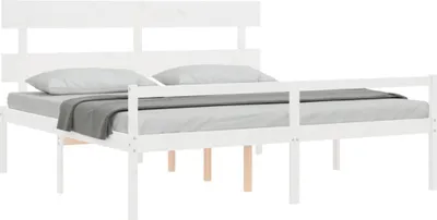 Produktbild von vidaXL Seniorenbett mit Kopfteil 200x200 cm Weiß Massivholz