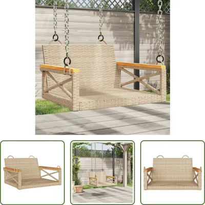 Obrázek produktu pro The Living Store Závěsné křeslo béžové 63x62x40 cm Poly ratan
