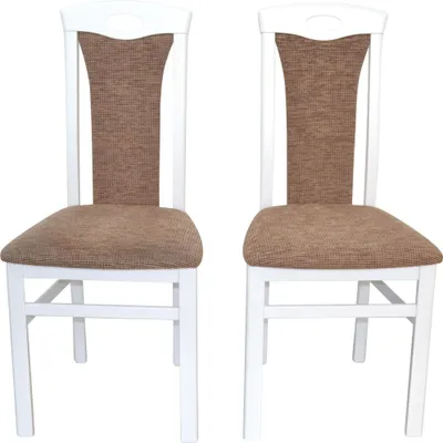 Produktbild von Esszimmerstuhl, Stuhl 2er-Set aus Massivholz Weiß/Cappuccino