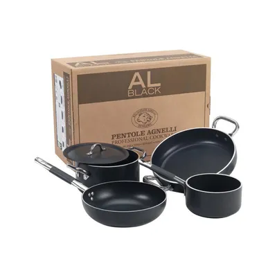 Produktbild von Agnelli - 5-teiliges Kochgeschirr-Set – Antihaft-Aluminium für Induktion mit Holzbox