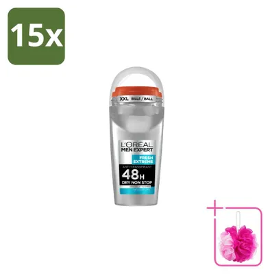 Produktbild von 15 x L’Oréal Paris Men Expert Fresh Extreme Deodorant Roller - 50 ml - Sparpackung - 15 Stücke