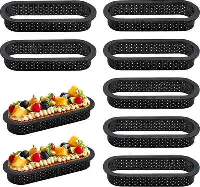 Produktbild von Set von 6 Backformen für köstliche Desserts mit perforiertem Randdesign für Mousse und Torten