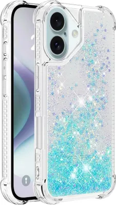 Produktbild von iPhone 16 Hülle - Coverup Liquid Glitzer Back Cover - Hellblau