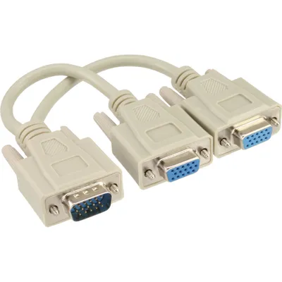 Produktbild von InLine VGA Y-Adapterkabel, VGA Stecker auf 2x VGA Buchse, 0,2 m, VGA, 2x VGA, Stecker, Buchse, Beige