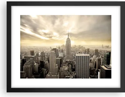 Produktbild von Gerahmtes Poster - Schwarzer Rahmen - Stadt Wolkenkratzer Manhattan New York - 40x30 cm - Wand Bild - Wanddeko - Wandbilder - Wandposter - Bilderrahmen - Bilder - Kunstdruck - P2BAA40x30-2630