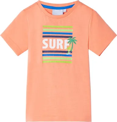 Produktbild von Kinder T-Shirt Neonorange Gr. 140 mit Surf-Aufdruck