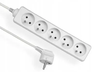 Image de Rallonge avec mise à la terre, blanc, 5 prises, 1,5 m OMY 3x1 Elgotech EPS-501.5