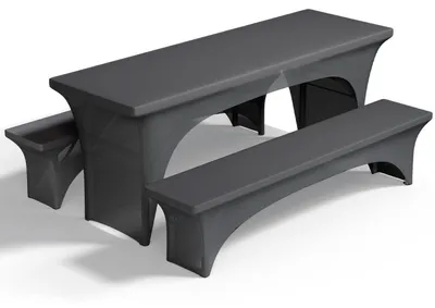 Produktbild von Biertischhussen Stretch Set 3tlg Grau 220x70x80cm
