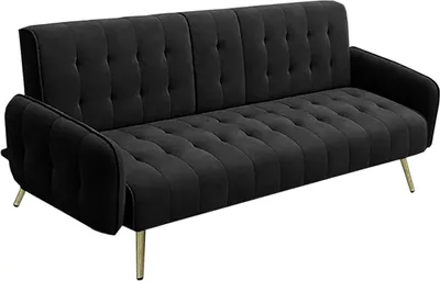 Produktbild von Schlafsofa Eris Samt Chesterfield Stil mit klappbarem Becherhalter, 196x78x81 cm, Liegefläche 100x180 cm