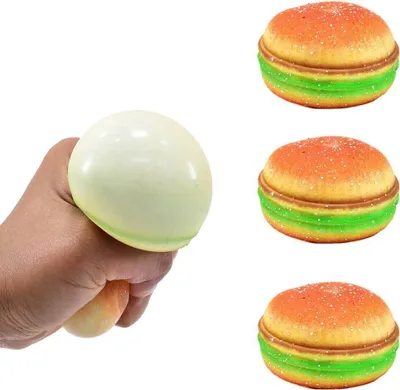 Produktbild von 3x Quetsch Hamburger Antistress Squeeze Squisy Handschmeichler 7 x 6 x 6 cm