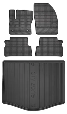 Produktbild von Gummimatten + Kofferraumwanne für Ford C-MAX MK1 2003-2010 (Minivan, Standard-Kofferraum) – Schwarz, passgenau – Wielganizator SolidPRO