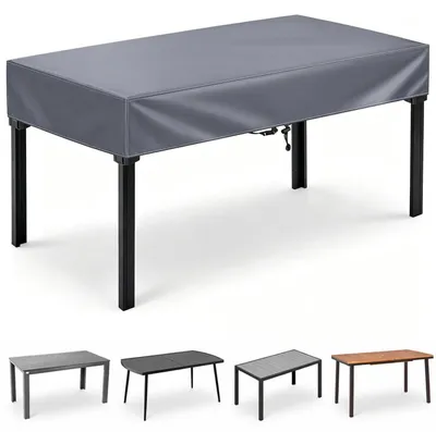 Image de Housse de protection pour table de jardin, imperméable, gris, 160 x 90 x 15 cm