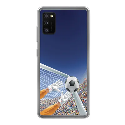Produktbild von MuchoWow® Handyhülle Schutzhülle Hülle für Samsung Galaxy A41 Eine Illustration eines Torwarts, der den Fußball stoppt - Junge - Mädchen - Kind Silikon Softcase Handy Hülle - Mobiltelefon