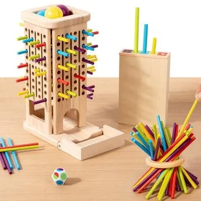Zdjęcie produktu dla Gra edukacyjna montessori drewniana dla dzieci 3 6 lat patyczkami