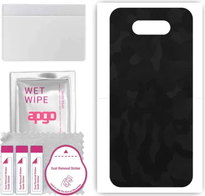Produktbild von apgo Rückseite Schutzfolie, Skin, kompatibel mit LG K31 Rebel, Hinten Displayschutzfolie aus Vinylfolie, kratzfest, einfache Montage - Schwarzes Tarnmuster