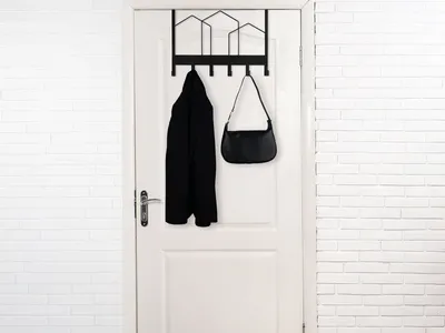 Produktbild von Türgarderobe zum einhängen, Garderobenleiste Schwarz, Kleiderhaken für die Tür