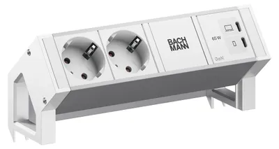 Produktbild von Bachmann Desk2 Alu White 2Xcee7/3, 1Xusb C/C 65W L=0,2M Ral9010
