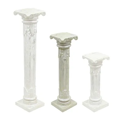 Produktbild von Säule Antike Blumensäule Dekosäule Ständer Sockel Podest Blumenständer Holz in vielen verschiedenen Designs , Säulen Variante Antik:Silberwash 80 cm