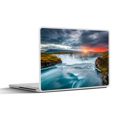 Produktbild von MuchoWow® Laptop Aufkleber Sticker Cover Wasserfall - Sonnenuntergang - Natur - Wasser 32.5x23.5 cm - Sticker für Laptop - Selbstklebend
