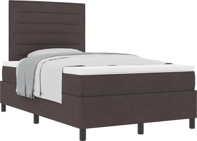 Obrázek produktu pro vidaXL Skříňová postel s matrací tmavě hnědá 120 x 200 cm látka