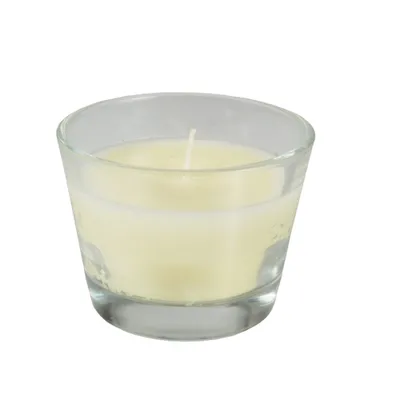 Zdjęcie produktu dla Papstar Glas mit Wachsfüllung Kerze Ivory 100x80mm