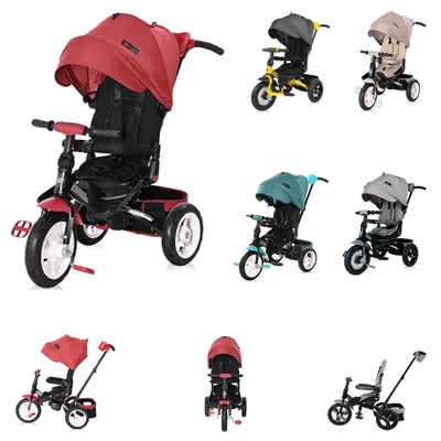 Obrázek produktu pro Lorelli Tříkolka Jaguar 4 v 1 gumové pneumatiky, otočné sedadlo, nastavitelná tyč, červená/černá