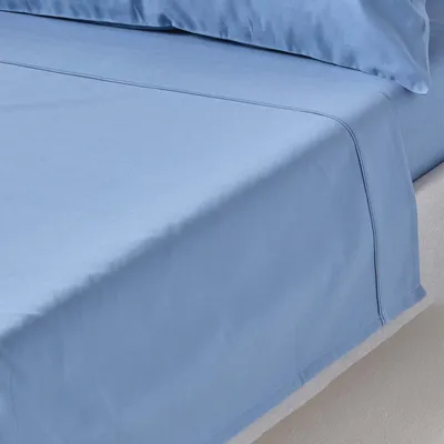 Immagine prodotto di HOMESCAPES Lenzuolo senza elastico blu 240x275 cm lenzuolo in raso di cotone cotone egiziano