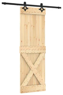 Obrázok produktu pre Posuvné dvere v prírodnej a čiernej farbe, 70 x 210 cm, z masívneho borovicového dreva