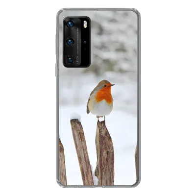 Produktbild von MuchoWow® Handyhülle Schutzhülle Hülle für Huawei P40 Pro Vogel - Zaun - Schnee Silikon Softcase Handy Hülle - Schutz