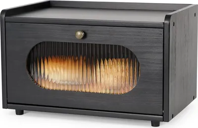 Produktbild von GUUSII HOME Brotkasten Zirbenholz Brotbox Küchentheke Brot Aufbewahrungsbox Magnetisch Acryltür 36.5x23.5x22cm Braun