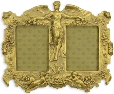 Produktbild von Casa Padrino Barock Doppel Wand Bilderrahmen Engel Gold 32,3 x H. 26,8 cm - Antik Stil Bilderrahmen - Barock Wanddeko - Deko Accessoires im Barockstil - Barock Interior