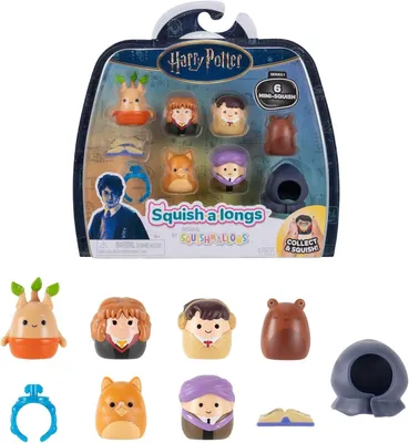Obrázok produktu pre Squish-a-longs SQAL0105 - Harry Potter 6er Pack, Welle 1, Stil 1, enthält 6x 2,5 cm Mini-Squish mit 2x Accessoires, 1x Ring und 1x Collectors Guide