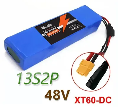 Obrázek produktu pro 48V 100Ah lithium-iontová baterie – bateriový modul pro elektrokola/elektrické skútry – 13S2P – BMS pro motory 250–1000 W – konektor XT60-DC – 238×48×68 mm