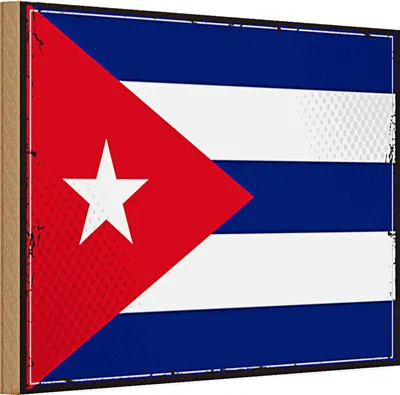 Produktbild von Holzschild Flagge Kuba 30x20cm Retro Flag of Cuba
