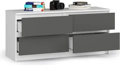Immagine prodotto di Cassettiera BDW, 4 cassetti, molto spazio, armadio, bianco - grigio