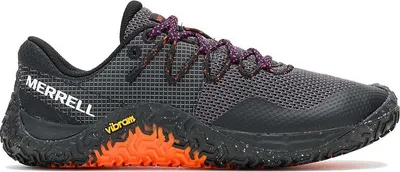 A side view of a single Merrell trail running shoe against a white background.