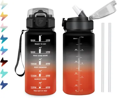 Obrázok produktu pre Detská fľaša na pitie so slamkou, 500 ml, ľahká a odolná proti úniku, vhodná do školy a na šport