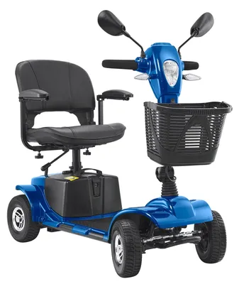 Produktbild von Elektromobil für Senioren - Seniorenmobil 4-Rad Mobilitätsroller - Reichweite 25 km - Tragkraft 120 kg - Steigfähigkeit 9° - Rutschfeste Geländereifen - Blau