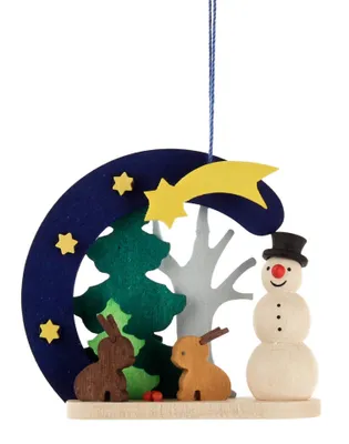 Produktbild von Baumbehang Behang Schneemann mit Hasen H=7cm