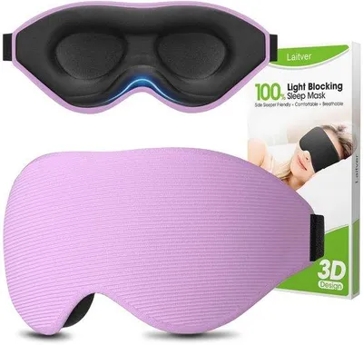 Produktbild von Schlafmaske für Seitenschläfer, 3D Lichtblockierend, atmungsaktiv, paars