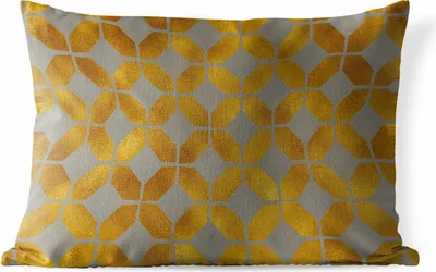 Produktbild von MuchoWow® Outdoor Kissen - Muster - Gold - Figur - Grau - 60x40 cm - Wetterfest - Lounge Kissen - Zierkissen - Kissen für Innenräume