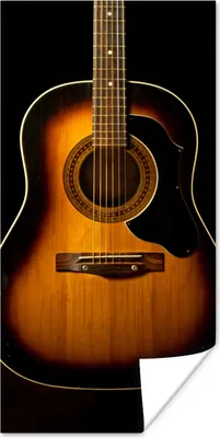 Produktbild von MuchoWow® Poster Akustische Gitarre auf schwarzem Hintergrund 75x150 cm - Dekoration für die Wände