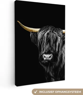 Zdjęcie produktu dla MuchoWow® - Obraz na płótnie - Szkocki góral - złoty - czarny, obraz na ścianę, dekoracja ścienna, obrazy do salonu, 20x30cm