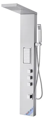 Immagine prodotto di Sistema a torre per pannelli doccia VEVOR (3 in 1) con soffione a pioggia, colonna doccia (1345 mm) in acciaio inox spazzolato, sistema di massaggio a pioggia per montaggio a parete, con doccetta e getto grande per il corpo