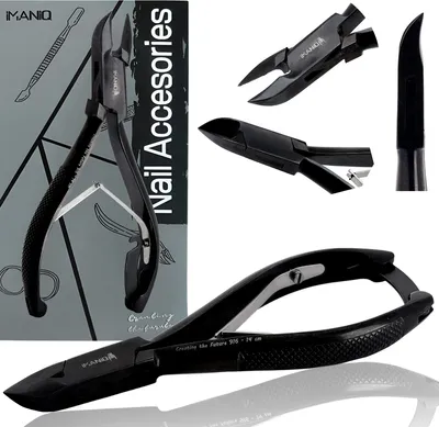 Produktbild von Nagelzange für dicke & eingewachsene Fußnägel - Eckenzange Nagelhautzange Nagelknipser Maniküre Pediküre Schwarz Studio SPA