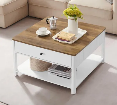 Produktbild von VASAGLE Couchtisch, Wohnzimmertisch, maritimer Stil, 80 x 80 x 45 cm