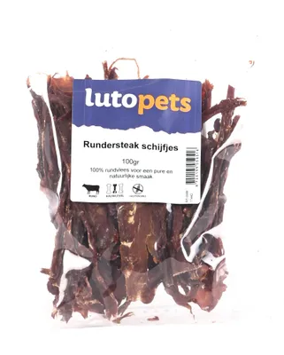 Obrázok produktu pre Lutopets – Plátky hovädzieho mäsa – 100 g – Sušené hovädzie mäso pre psov