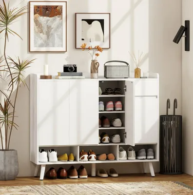 Produktbild von Schuhschrank, Schuhkommode mit 4 Türen, 4 verstellbare Regale, Schuhregal Wohnzimmer