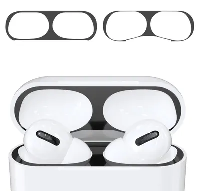 Produktbild von kwmobile Staubschutz Sticker kompatibel mit Apple AirPods Pro - Metallstaub Schutz Aufkleber Skins in Schwarz